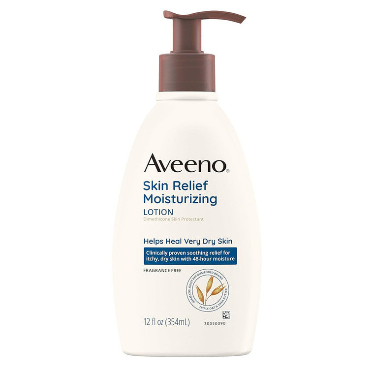 Loțiune corp, Aveeno, Skin Relief, Foarte uscată/prurit, Calmare mâncărime, Hidratare intensă, 354 ml