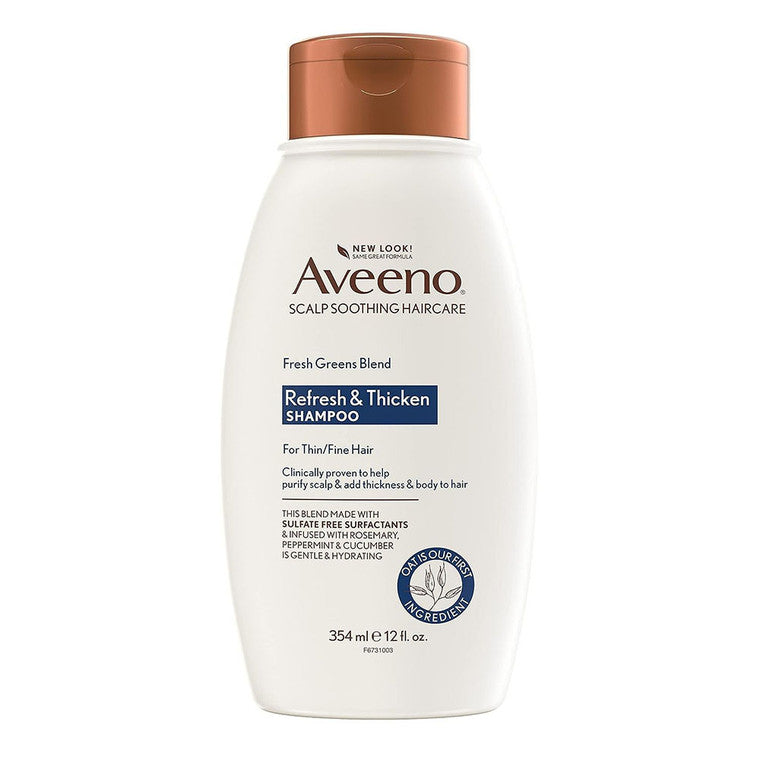 Șampon, Aveeno, Fresh Greens Blend, Revitalizează & îngroașă, Păr subțire & fin, 354 ml