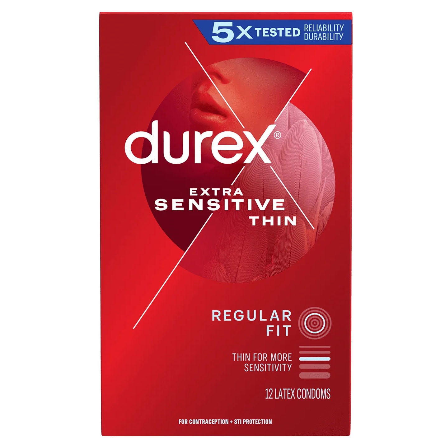 Set 12x Prezervative, Durex, Extra Sensitive, din Latex, Ultra Subtiri, Lubrifiate, Diametru 56mm