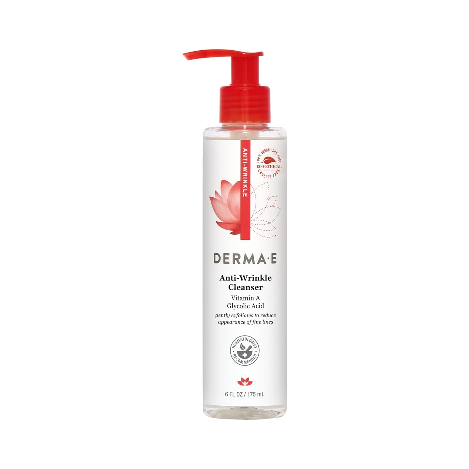 Demachiant facial, Derma E, Anti-Wrinkle, Acid glicolic & vitamina A, 177 ml