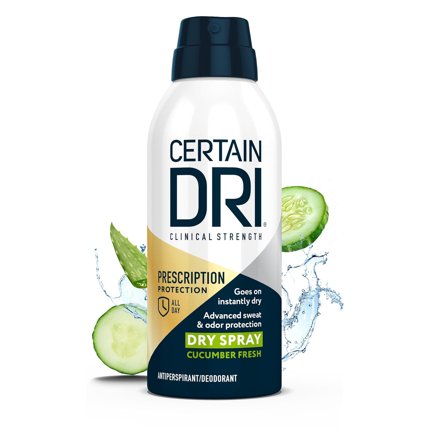 Spray antiperspirant clinical, Certain Dri, Prescription Strength, Protecție 72 h, 25% aluminiu, Tratament hiperhidroză, Parfum proaspăt castravete, 4.2 oz (120 ml)