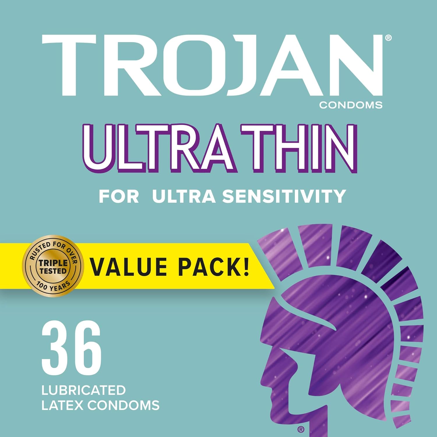 Set 36x Prezervative, Trojan, Ultra Thin, din Latex, Ultra Subtiri, Lubrifiate, Diametru 56mm
