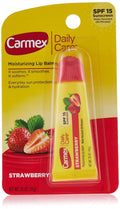 Balsam de buze, Carmex, Daily Care, Aromă căpșuni, SPF 15, Protecție solară, Hidratare, 10 g