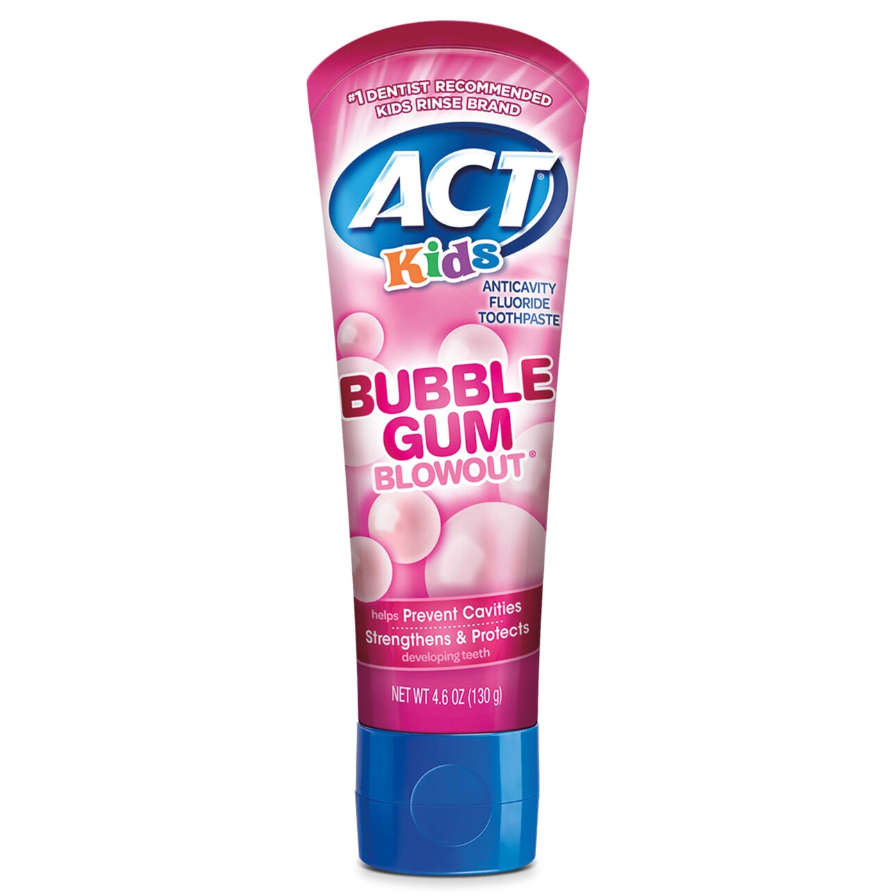 Pasta de Dinti pentru Copii, Act, Bubble Gum Blowout, Aroma Guma de Mestecat, Varsta 2+ ani, cu Fluor, 130gr