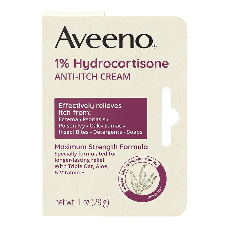Cremă anti-mâncărime, Aveeno, Maximum Strength, Hidrocortizon 1%, 1 oz (28 g)