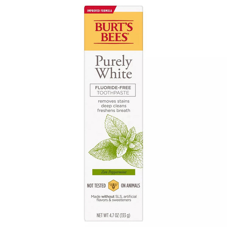 Pastă de dinți, Burt's Bees, Purely White, Fără fluor, Zen Peppermint, Albire delicată, 133 g