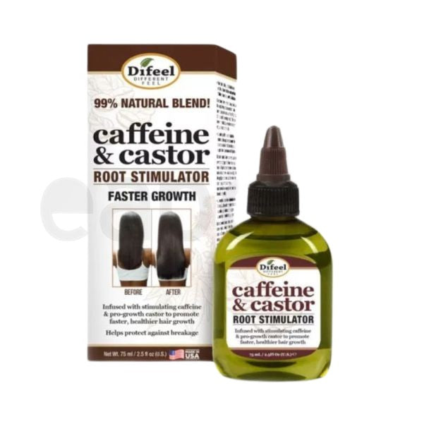Ser Creștere Păr, Difeel, Caffeine & Castor, Creștere Rapidă, Fortifiant, Îngrijire Rădăcini, 75 ml