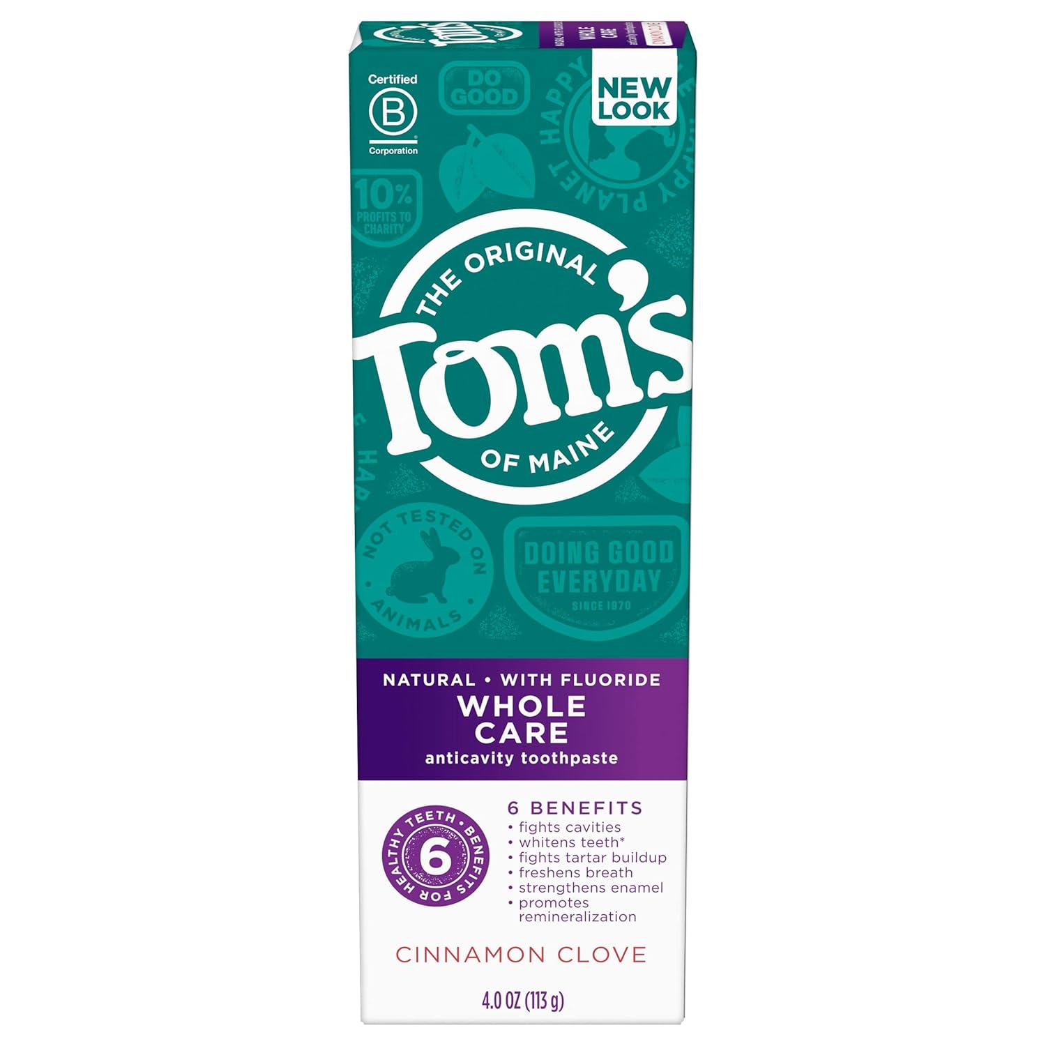 Pastă de dinți, Tom's of Maine, Whole Care, Cu fluor, Scorțișoară & cuișoare, 113 g
