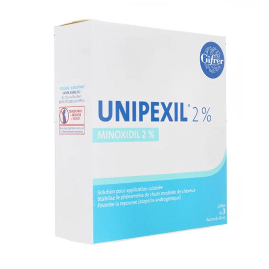 Solutie pentru Cresterea Parului, Gifrer, Unipexil, Minoxidil 2%, Pulverizator Inclus, 3x 60ml