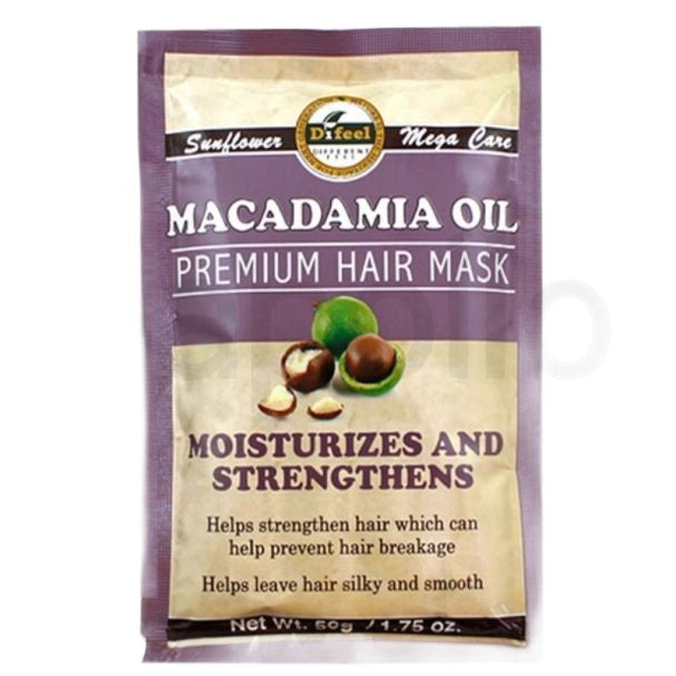 Mască de păr, Difeel, Macadamia Oil Premium, Hidratare, Netezire, Reparare, 50 g