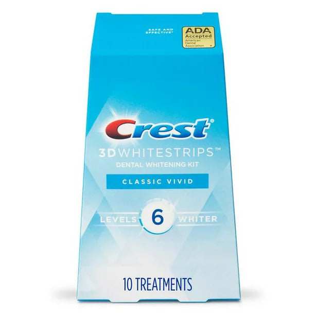 Cutie 10x Plicuri, Benzi Albirea Dintilor, Crest, 3D White, Vivid White, 9% Concentratie, 10 zile