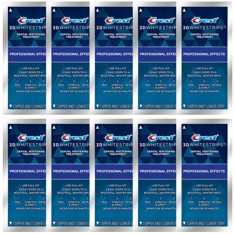 Set 10x Plicuri, Benzi Albirea Dintilor, Crest 3D Whitestrips, Professional Effects, 10% Concentratie