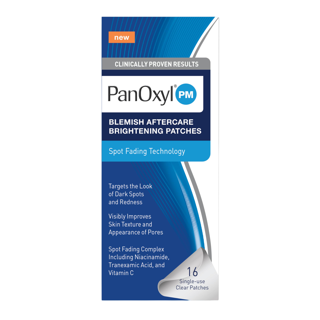 Plasturi pentru Fata, Panoxyl, Brightening Patches, Ajuta la Estomparea Petelor Pigmentare si a Rosetii, cu Acid Tranexamic si Vitamina C, 16 buc