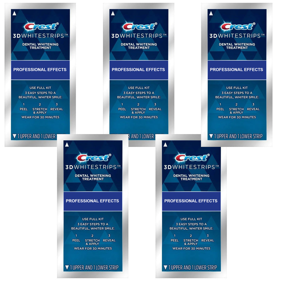 Set 5x Plicuri, Benzi Albirea Dintilor, Crest 3D Whitestrips, Professional Effects, 10% Concentratie
