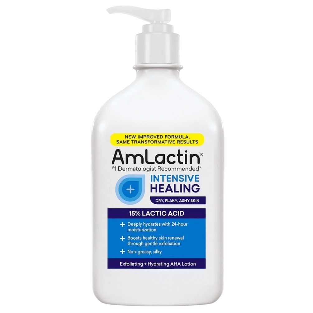 Lotiune de Corp, AmLactin, Intensive Healing, pentru Piele Extrem de Uscata si Aspra, cu Actiune Exfolianta si Hidratanta, cu Acid Lactic 15% si Ceramide, fara Parfum, 225gr