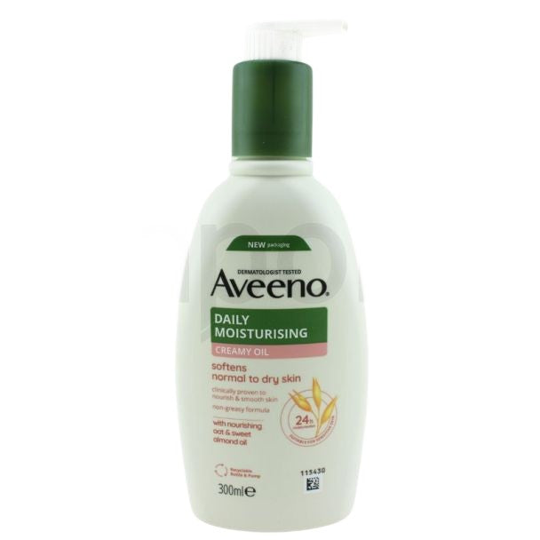 Cremă Hidratantă, Aveeno, Daily Moisturising, Hidratare, Catifelare, Aromă Migdale, 300 ml