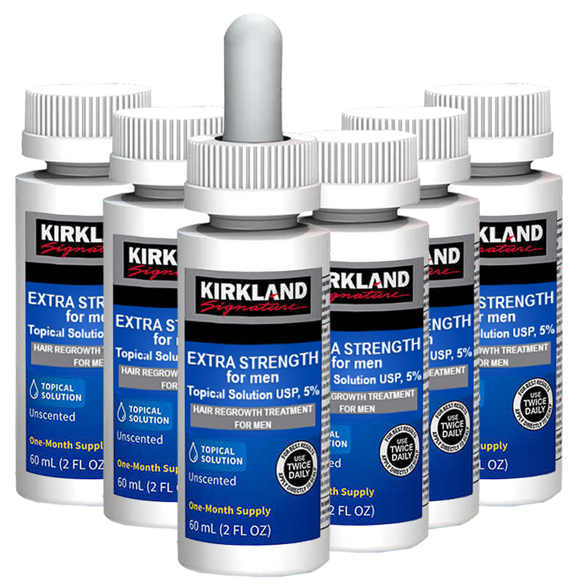 Set Tratament, Kirkland, Minoxidil 5%, Stimuleaza Cresterea si Opreste Caderea Parului, Pipeta Inclusa, 6 x 60ml