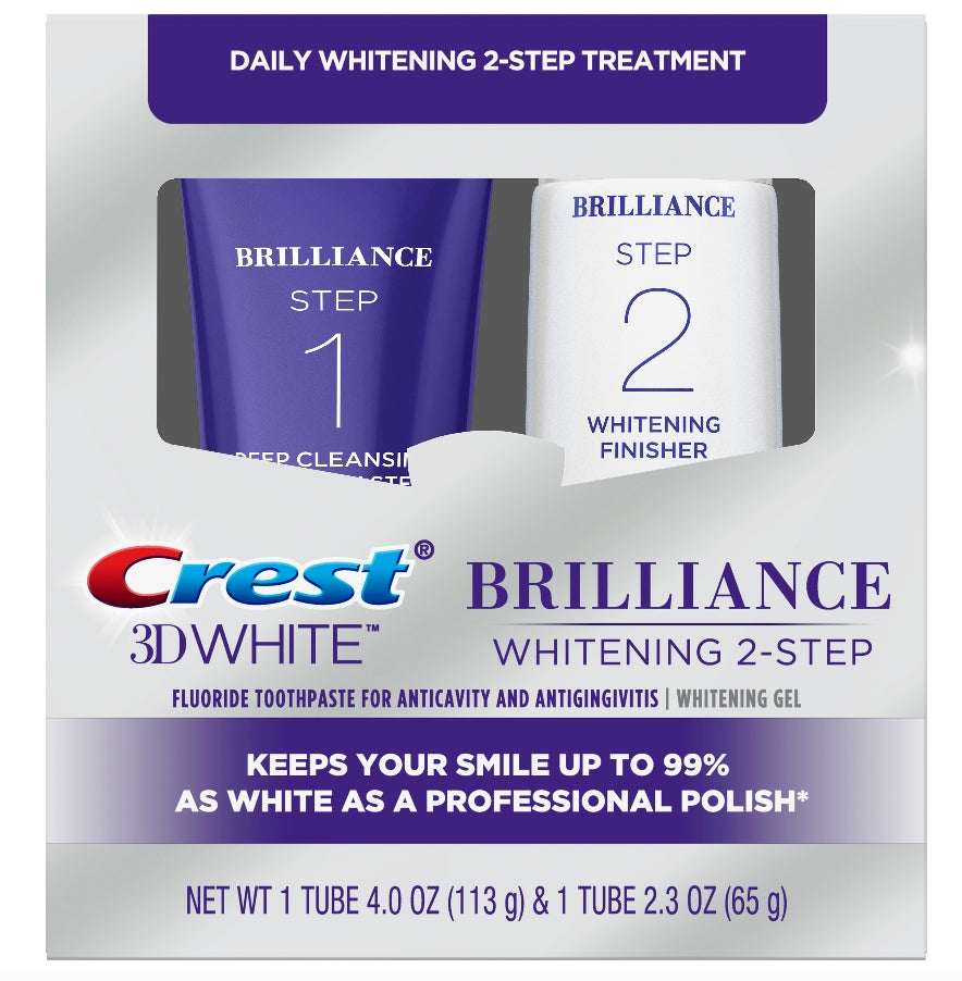 Set 2x Paste de Dinti, Crest, Brilliance, Sistem Albire Dintilor in 2 Pasi, 178gr