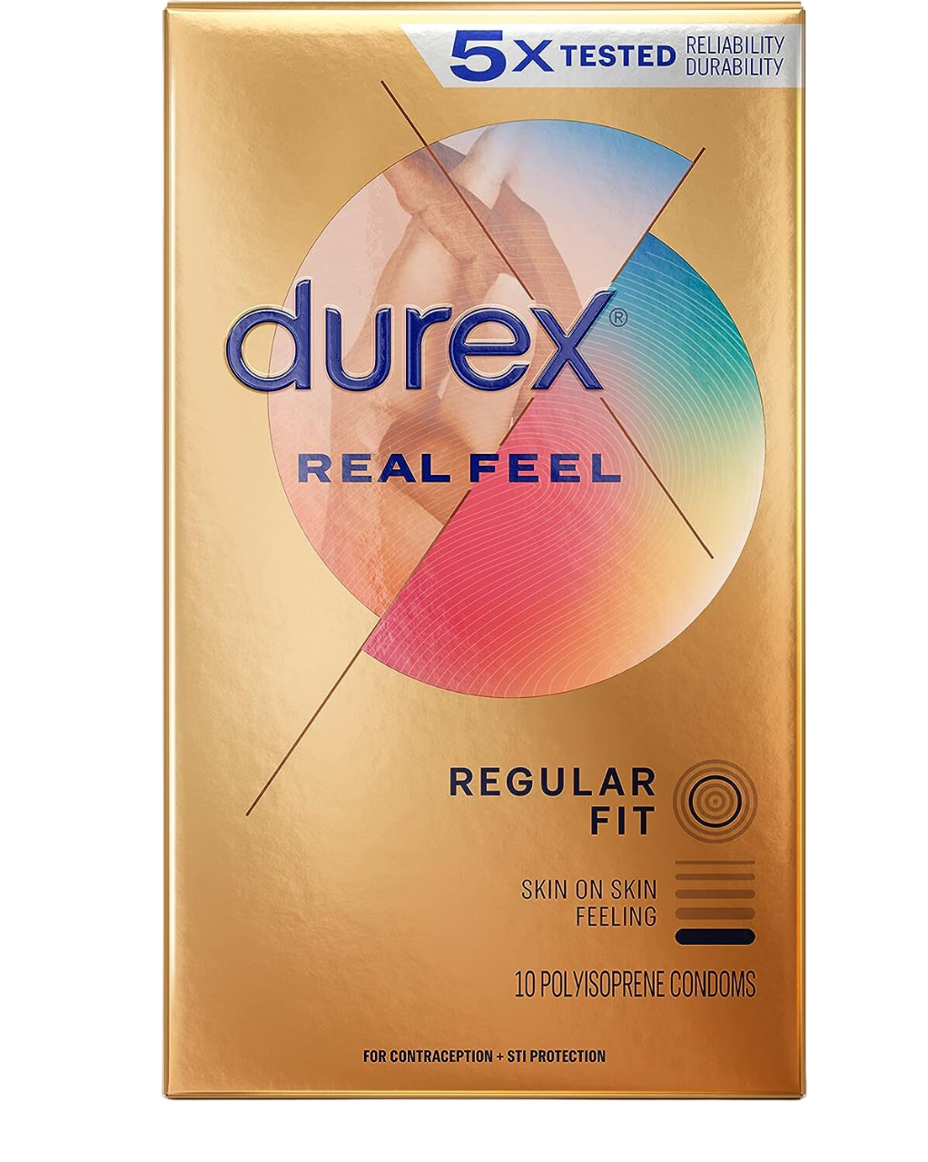 Set 10x Prezervative, Durex, Real Feel, fara Latex, fara alergeni, din Poliizopropen, Ultra Subtiri, Lubrifiate, Diametru 56mm