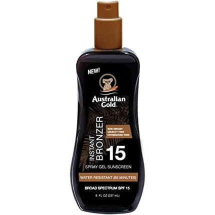 Gel Spray Protecție Solară, Australian Gold, SPF 15 Instant Bronzer, Protecție Solară, Bronz Instant, Hidratare, 237 ml