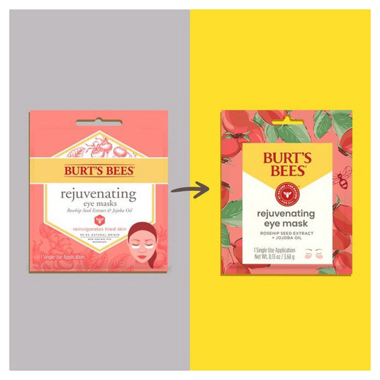 Mască pentru ochi, Burt's Bees, Rejuvenating, Extracte naturale, Reduce cearcănele, 1 bucată