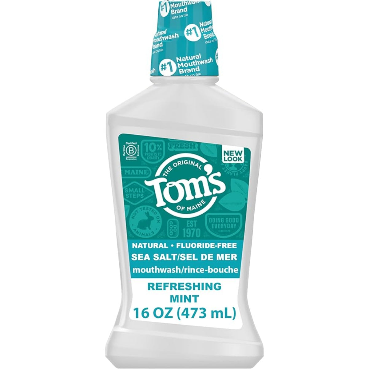 Apa de Gură, Tom's of Maine, Sea Salt, Alcool-Free, Mentă Revigorantă, 473 ml
