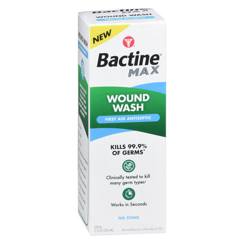 Soluție antiseptică, Bactine, Max Wound Wash, Curățare răni, Putere maximă, Îndepărtează impurități, 236 ml