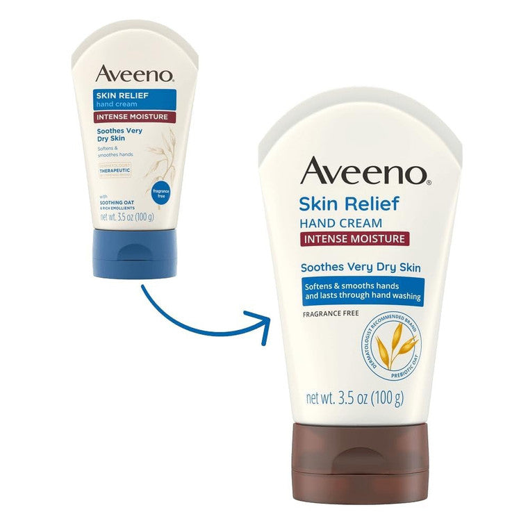 Cremă mâini, Aveeno, Skin Relief, Hidratare intensivă, Pentru mâini foarte uscate & crăpate, 100 g
