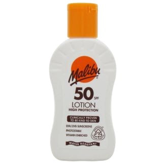 Loțiune plajă, Malibu, SPF 50, Protecție ridicată, Format compact, Hidratare, 100 ml