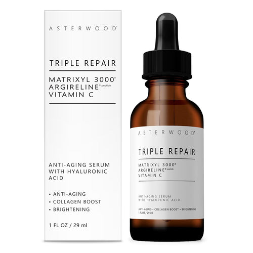 Serum, Asterwood, Triple Repair, Matrixyl 3000 + Argireline + Acid hialuronic + Vitamina C, Anti-îmbătrânire, Fără parfum, 30 ml