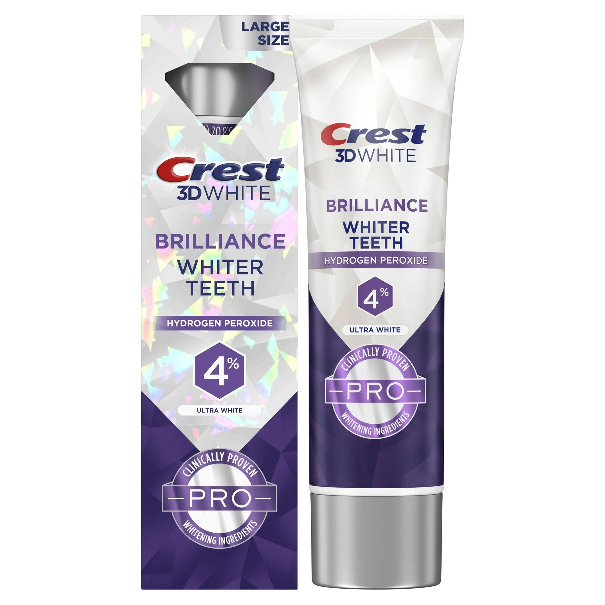 Pasta de Dinti, Crest, 3D White, Brilliance, Ultra White, cu Peroxid de Hidrogen 4%, pentru Albire Intensiva, 107gr