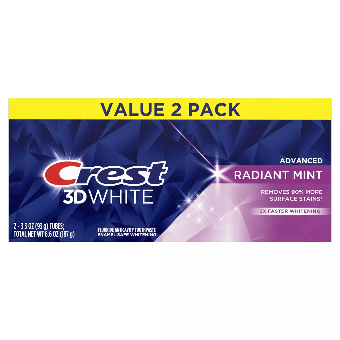 Set 2x Paste de Dinti, Crest, 3D White, Radiant Mint, pentru Albirea Dintilor, 93gr