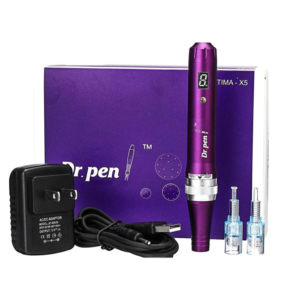 Creion cu Micro-Ace din Titan, Dermapen, Dr. Pen, Ultima X5, pentru Electroporare, impotriva Ridurilor si Imbatranirii, Display Digila, fara Fir, 2x Rezerve 12 pini, Adancime 0.25 - 2.50 mm, 8-15k rpm