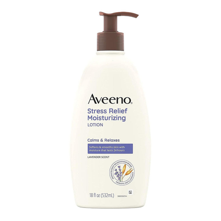 Loțiune corp, Aveeno, Stress Relief, Aromă lavandă, Calmare, Hidratare de durată, 532 ml