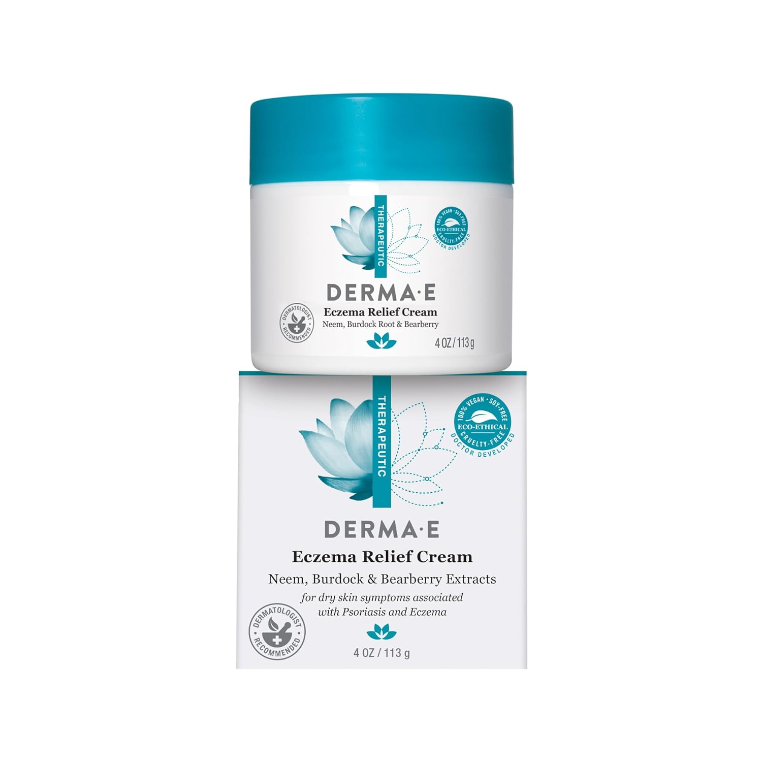 Cremă, Derma E, Eczema Relief, Calmează mâncărimile, Antioxidanți naturali, 4 oz