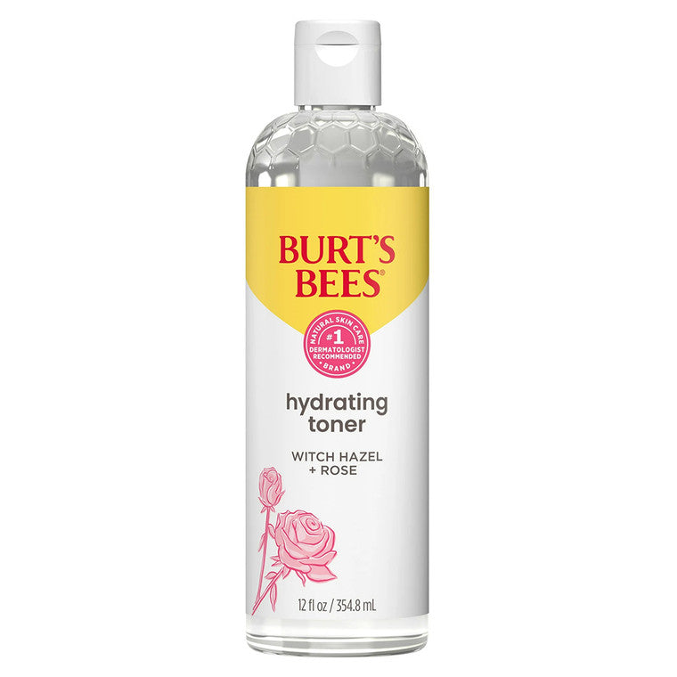 Toner, Burt's Bees, Hydrating, Hamamelis & trandafiri, Fresh floral scent, 355 ml