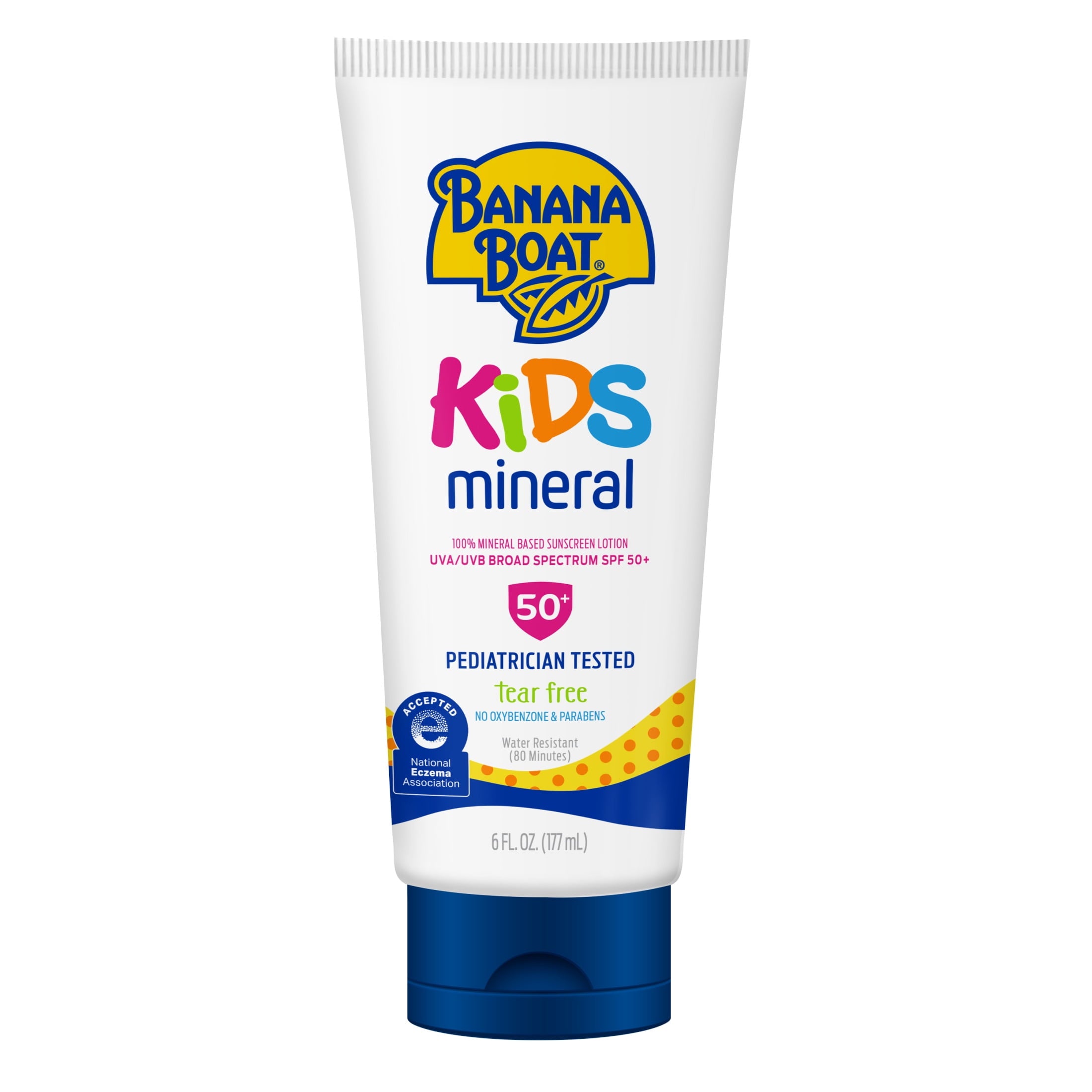 Loțiune protecție solară minerală pentru copii, Banana Boat Kids, Mineral SPF 50, Protecție delicată și sigură, 177 ml