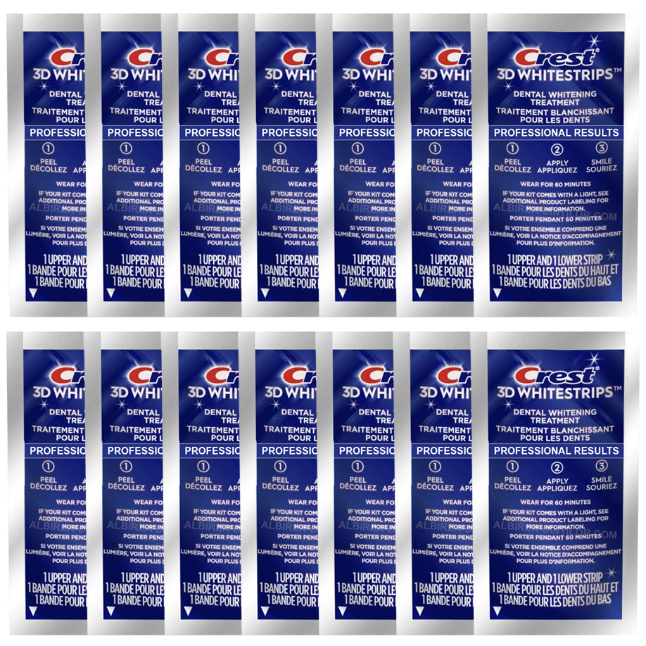 Set 14x Benzi Albirea Dintilor, Crest, 3D White, Professional Results, 10% Concentratie, Tratament 14 zile, 30 min, Nivel Albire 12