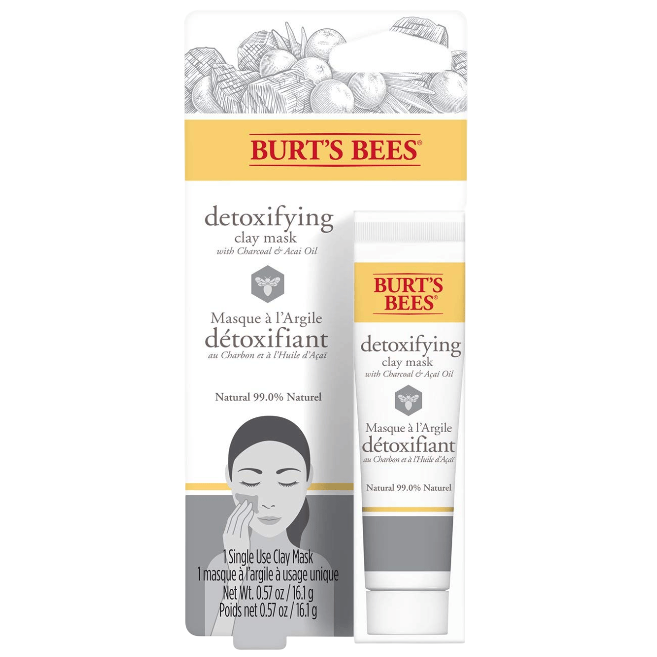 Masca de Fata, Burt's Bees, Detoxifying Clay Mask, cu Argila, Elimina Impuritatile si Excesul de Sebum, 16.1gr
