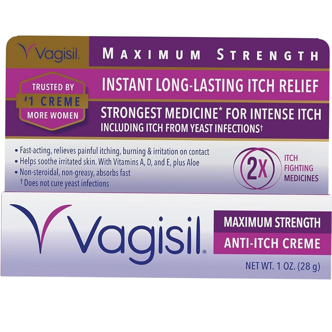 Crema, Vagisil, Anti-Itch Cream, Amelioreaza Rapid Mancarimea si Iritatiile din Zona Intima Cauzate de Infectii Fungice, 28gr