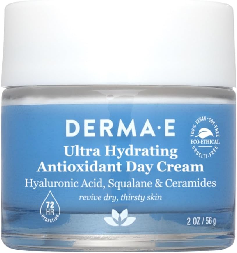 Cremă de zi, Derma E, Ultra Hydrating, Acid hialuronic & squalane, Hidratare profundă, 59 ml