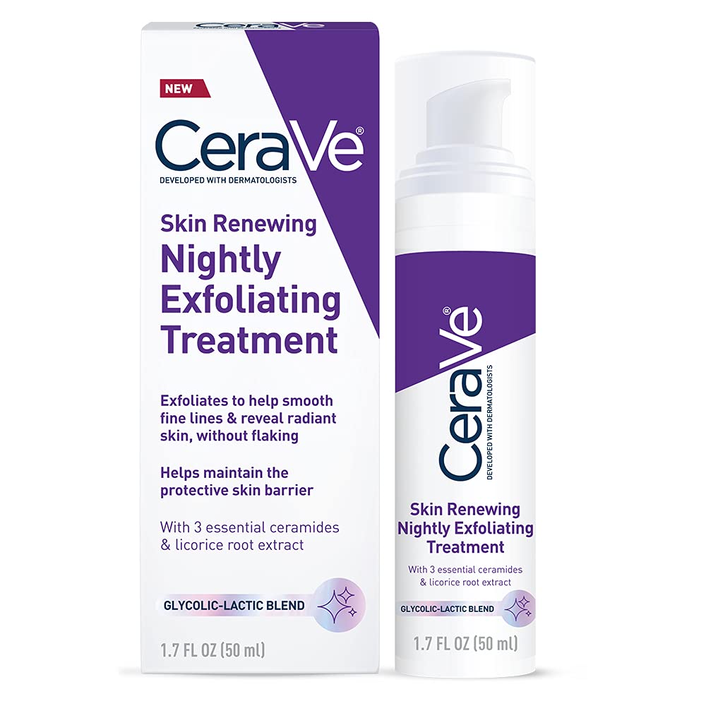 Ser de Fata, CeraVe, Nightly Exfoliating Treatment, Anti-Imbatranire, impotriva Petelor Pigmentare, cu Acid Glicolic, Acid Lactic si Ceramide, 50ml
