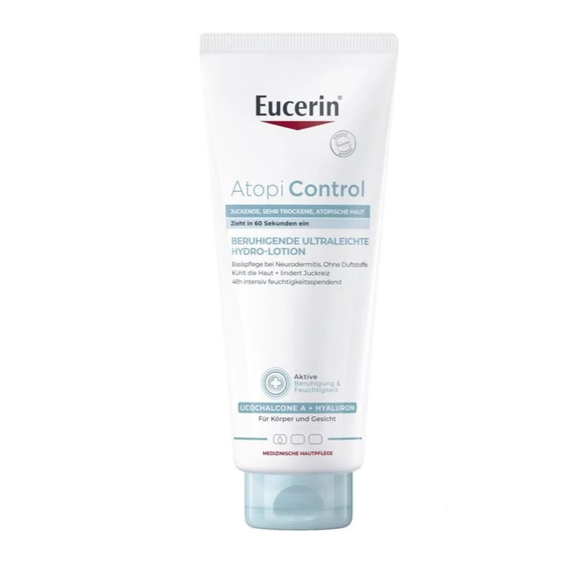 Lotiune, Eucerin, Atopi Control Hydro-Lotion, pentru Pielea Iritata si Uscata, Travel Size, Fara Parfum, 20ml