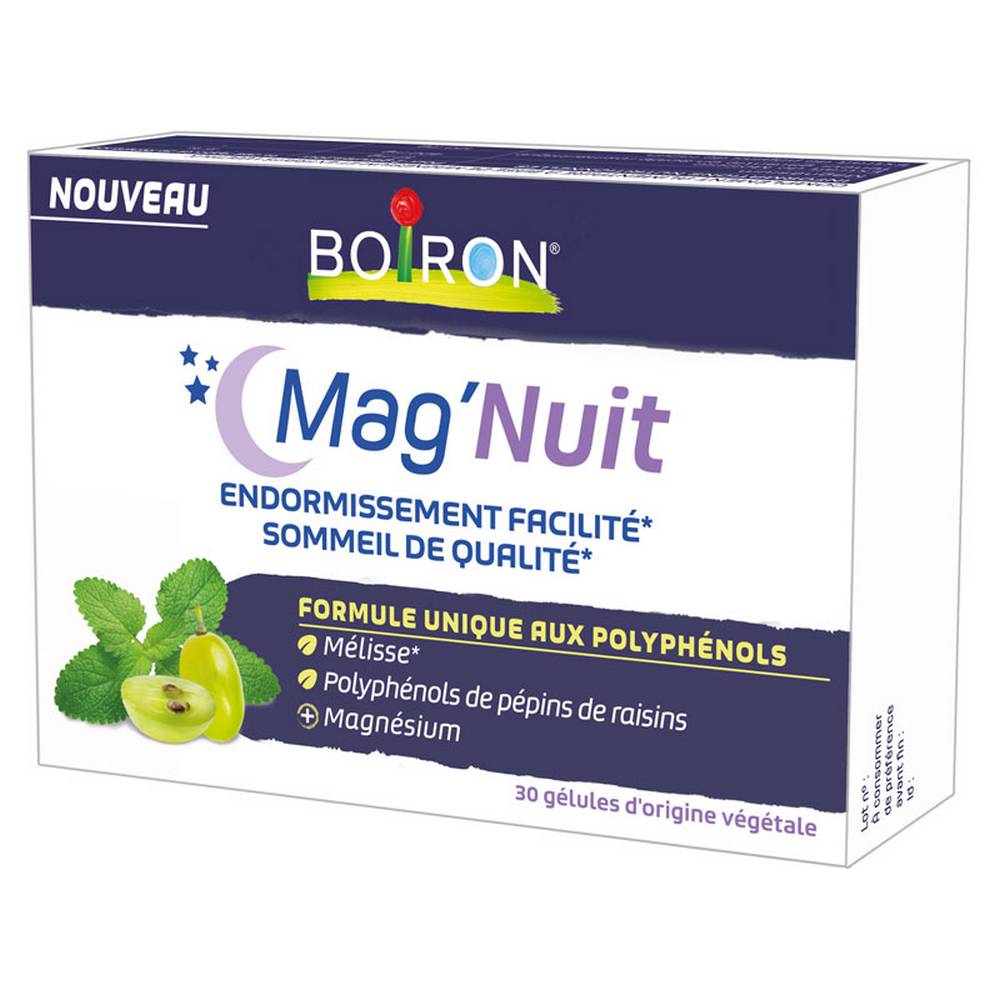 Supliment Homeopatic, Boiron, Mag'Nuit, Somn Linistit cu ajutorul Polifenolilor si Magneziului, 30 capsule