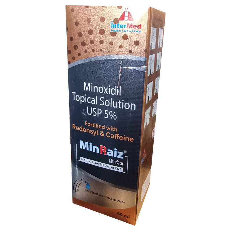 Solutie, MinRaiz, Minoxidil 5%, impotriva Caderii Parului, cu Redensyl si Cafeina, Pipeta si Pulverizator Incluse, 60ml