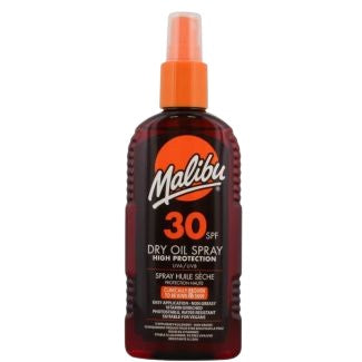 Spray ulei uscat, Malibu, SPF 30, Protecție UV, Finish non-gras, Bronz uniform, 200 ml