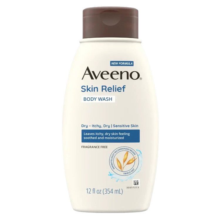 Gel de duș, Aveeno, Skin Relief, Fără parfum, Piele sensibilă/uscată/iritată, 354 ml