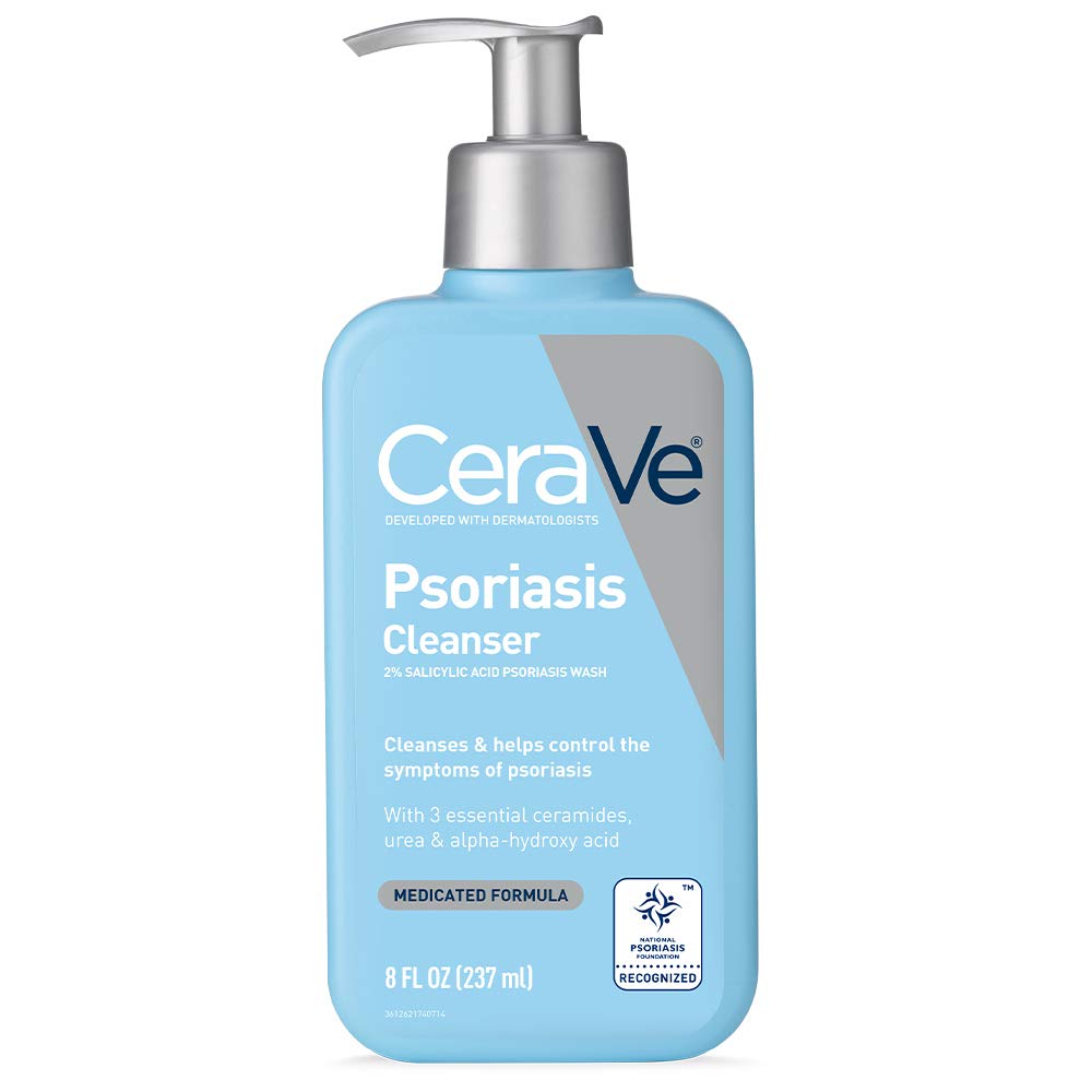 Gel de Curatare, CeraVe, Psoriasis Cleanser, pentru Ameliorarea Mancarimii Pielii, impotriva Rosetii si Iritatiilor, cu Acid Lactic si Salicilic, fara Parfum, 237ml