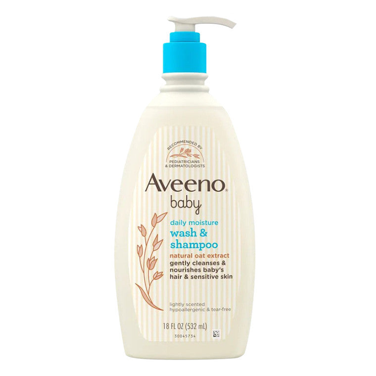 Gel de duș & șampon copii, Aveeno, Daily Moisture, Parfumat ușor, Curățare blândă, Hidratare, 532 ml