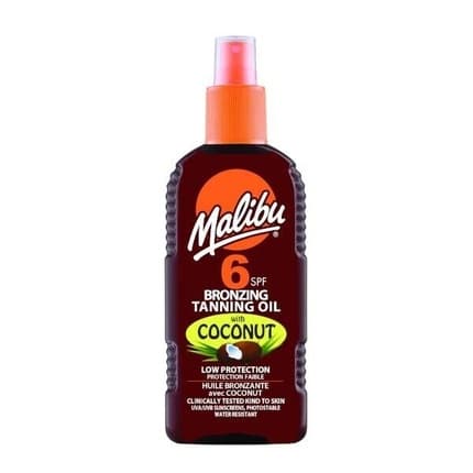 Spray ulei bronzare, Malibu, Tanning Spray Oil Coconut SPF 6, Bronzare Rapidă, Aromă Cocos, Hidratare, 200 ml